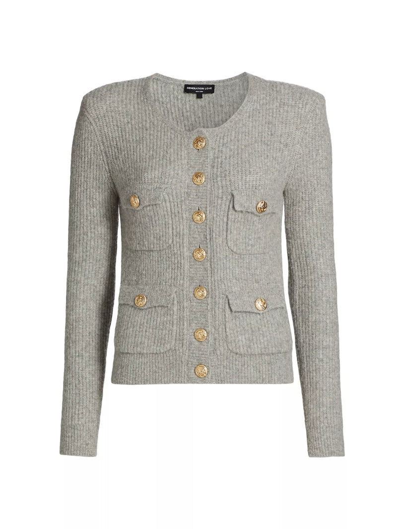 Generation Love Ellison Rib Cardigan in Heather Grey