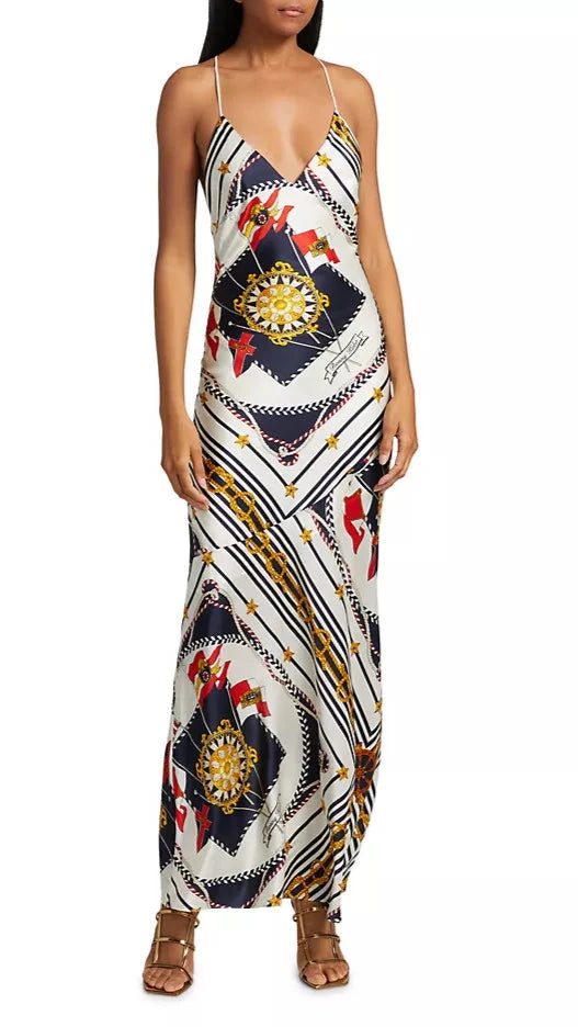 Ronny Kobo Bethie Maxi Dress in Multi Scarf Print