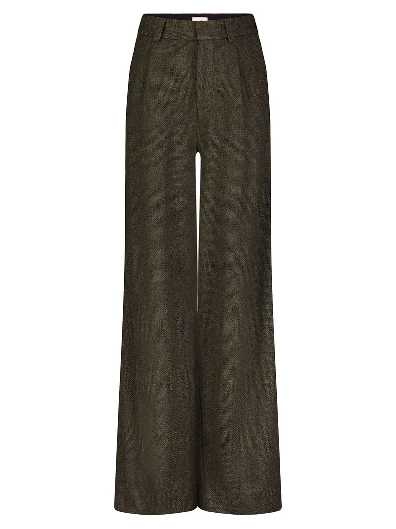 DL1961 Denim Hepburn Wide Leg High Rise Pleated 32" Pant in Evergreen