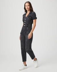 Paige Denim Alexis Cargo Jumpsuit in Dark Asphalt