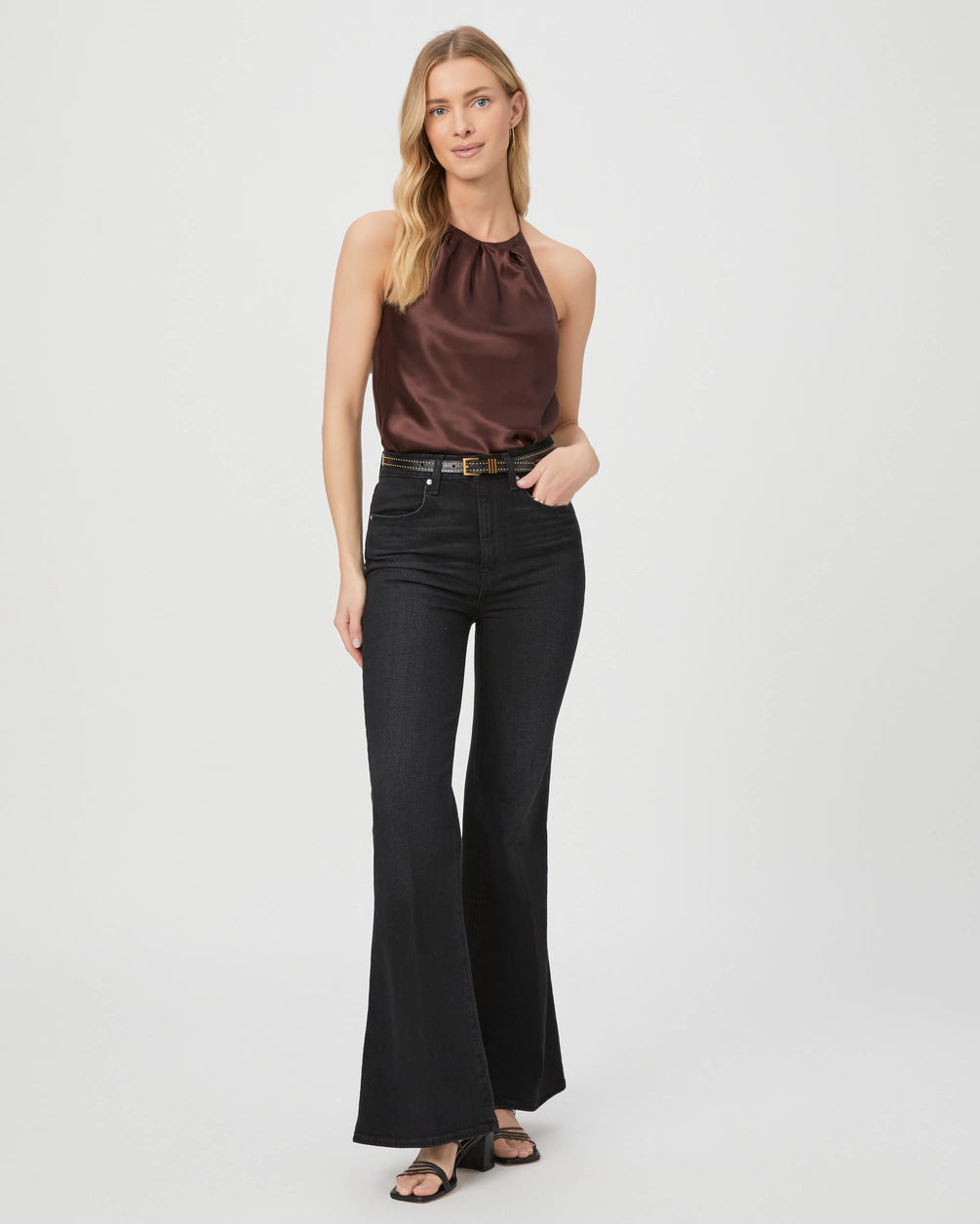 Paige Denim Charlie High Rise Flare Jean in Midnight Raven