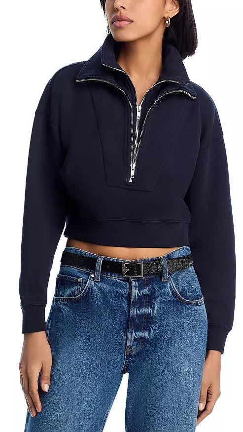 Frame Denim The Double Zip Sweatshirt in Dark Navy