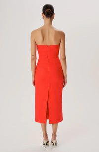 Ronny Kobo Rose Strapless Midi Dress in Red