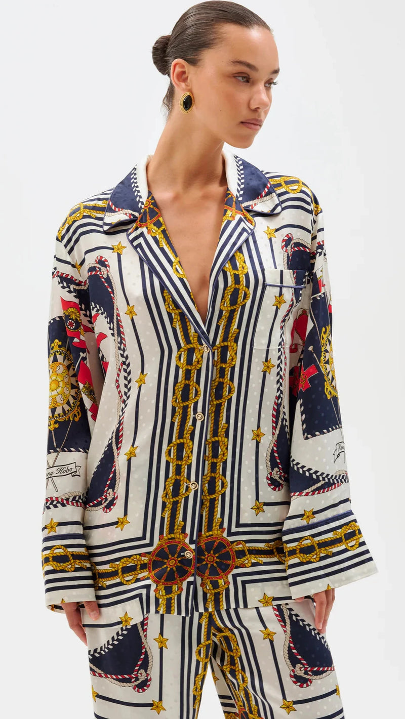 Ronny Kobo Valentina Top in Multi Scarf Print