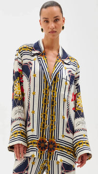 Ronny Kobo Valentina Top in Multi Scarf Print