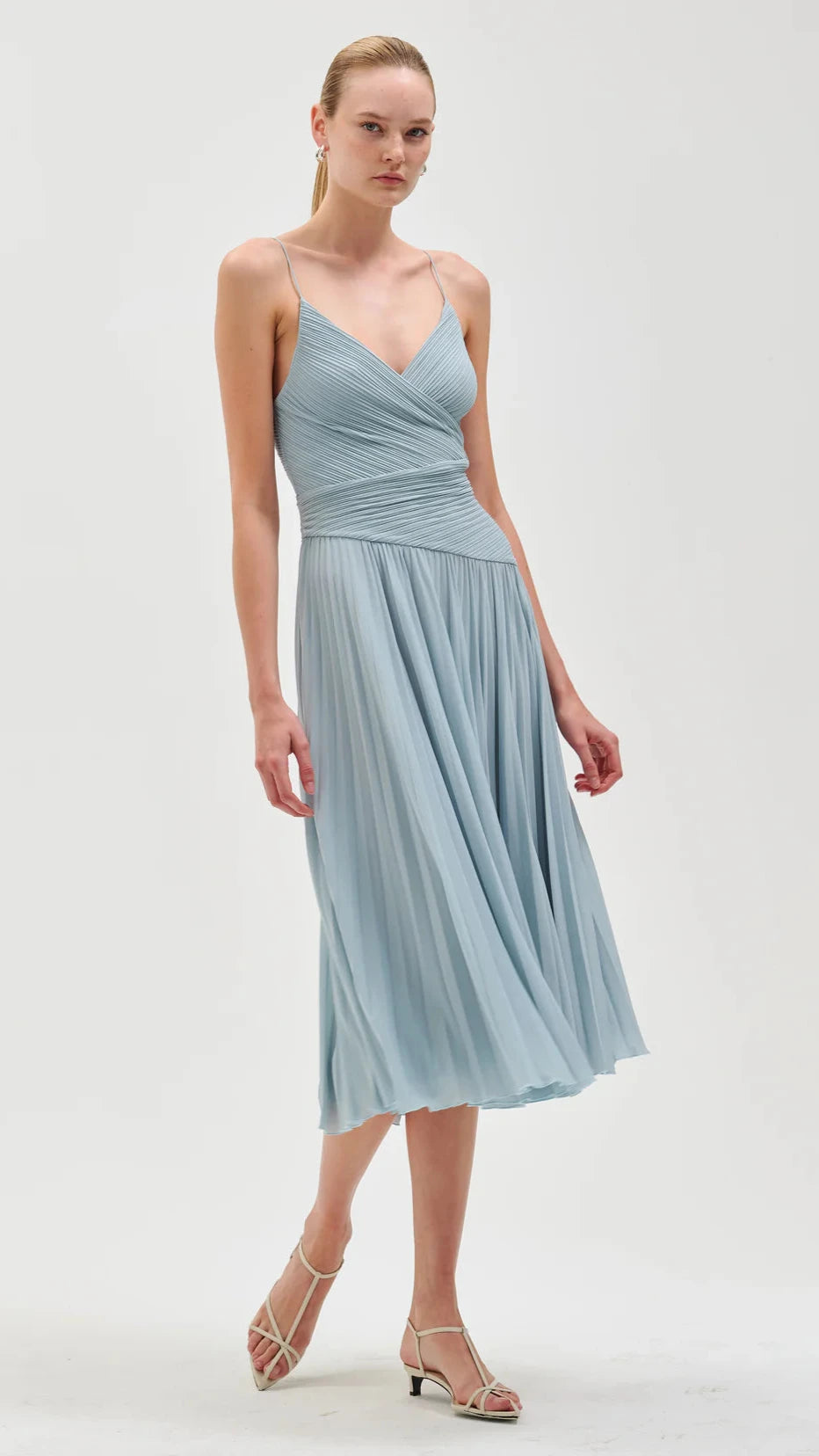 Ronny Kobo Tay Pleated Dress in Glacier