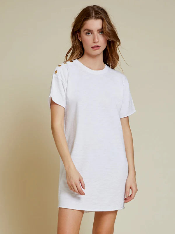 Nation LTD Rowan Short Sleeve Dress in White