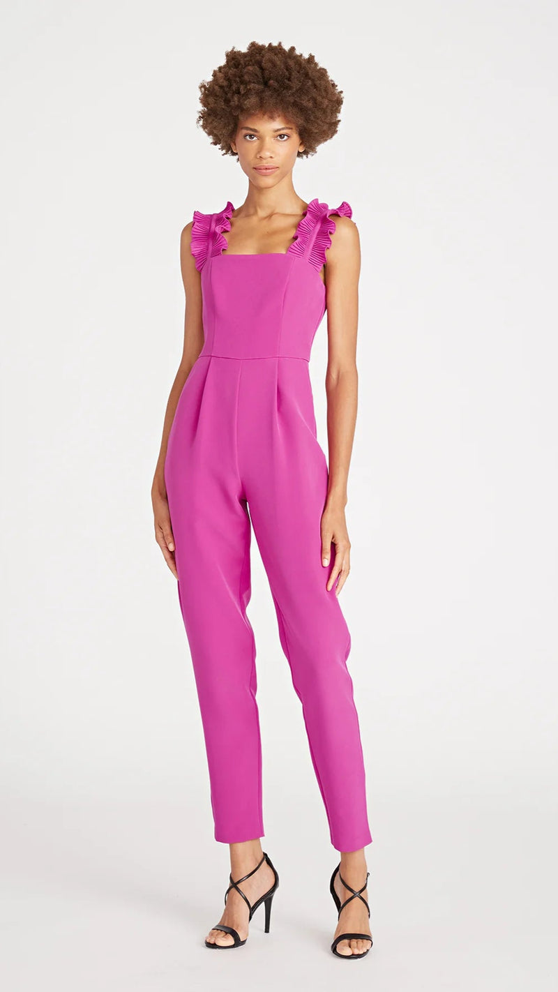 Amur Jaylee Ruffle Strap Jumpsuit in Chablis Berry