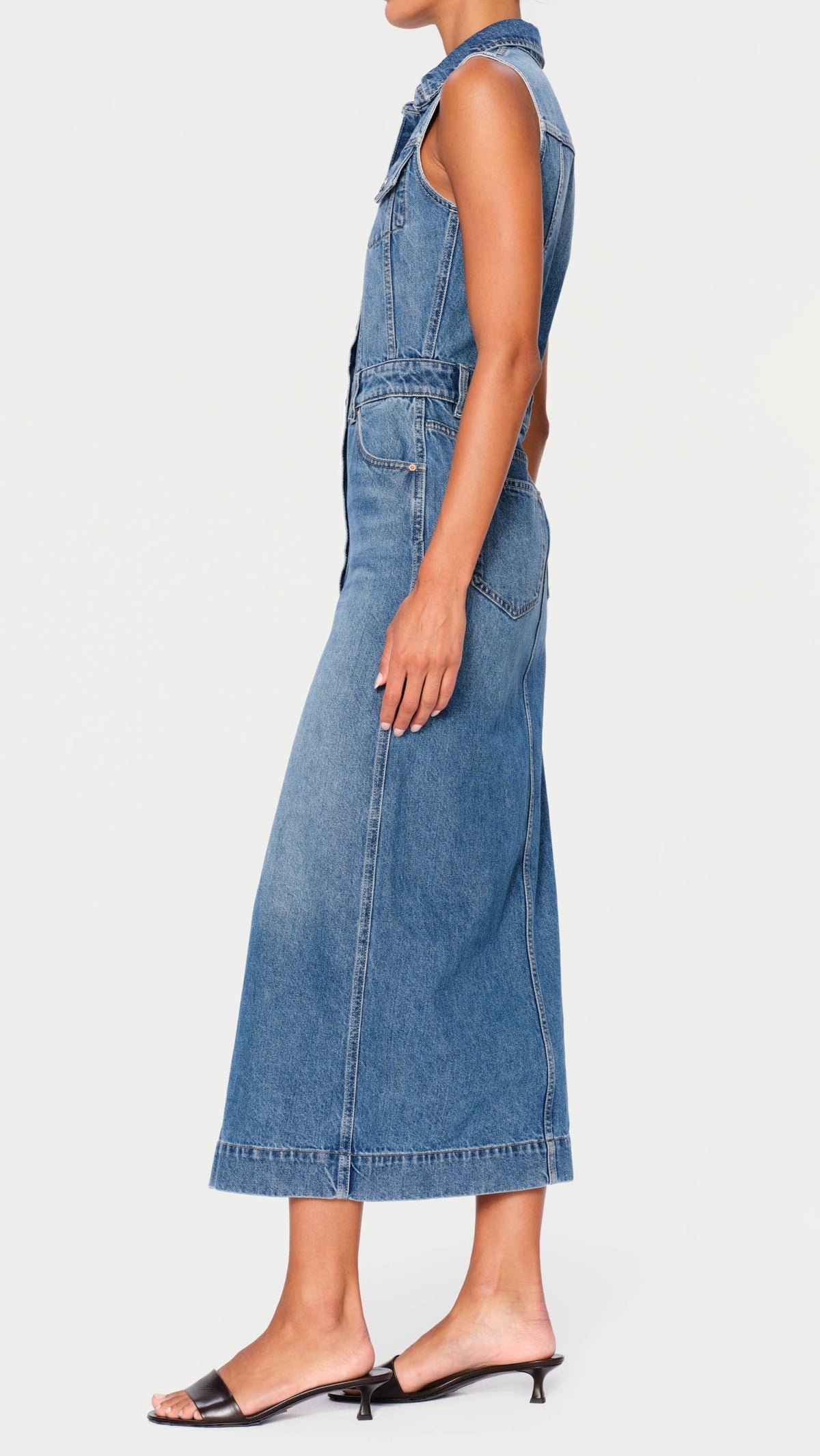 DL1961 Denim Vest Dress Sleeveless Midi Dress in Endless Sea