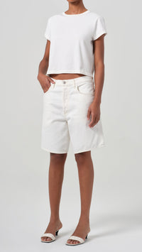 AGOLDE Denim Adine Shrunken Tee in White Ash