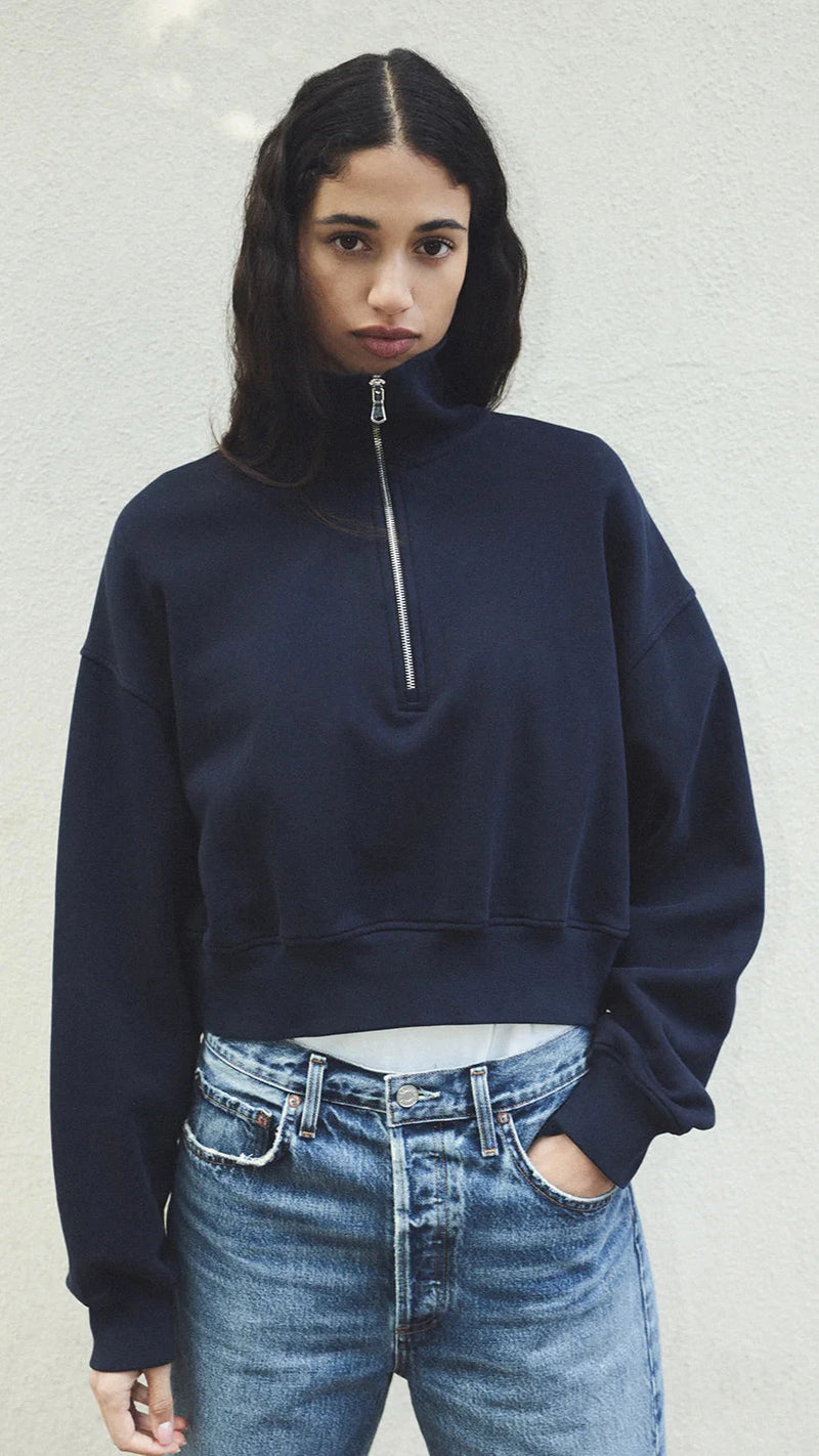 AGOLDE Denim Bethan Quarter Zip Sweatshirt in Mirage