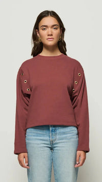 Nation LTD Arlem Grommet Sweatshirt in Brunette