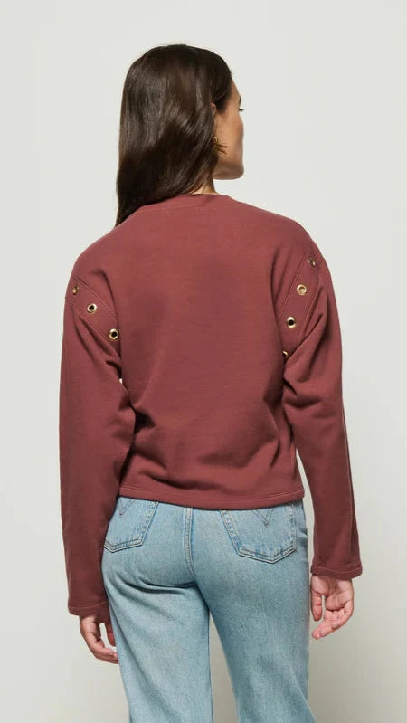 Nation LTD Arlem Grommet Sweatshirt in Brunette