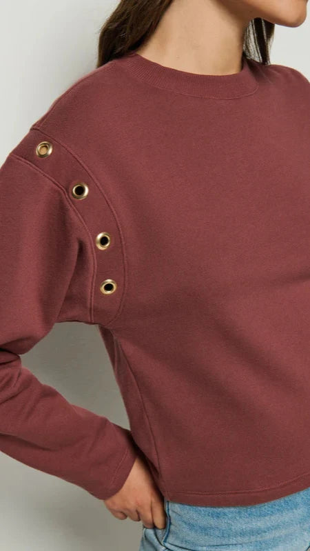 Nation LTD Arlem Grommet Sweatshirt in Brunette