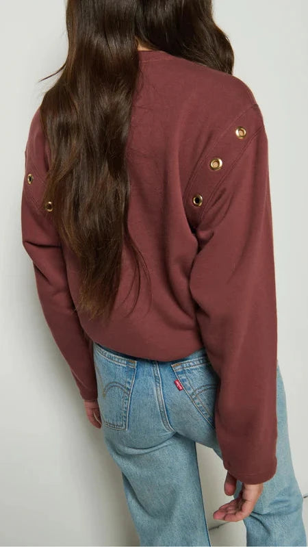 Nation LTD Arlem Grommet Sweatshirt in Brunette