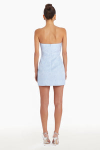 Amanda Uprichard Puzzle Strapless Mini Dress in Powder Blue