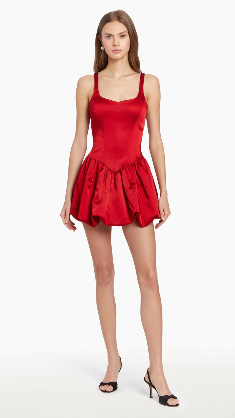 Amanda Uprichard Bettina Skort Romper in Ruby