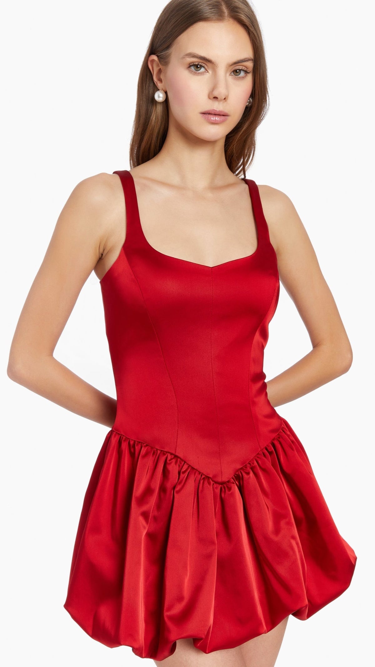 Amanda Uprichard Bettina Skort Romper in Ruby