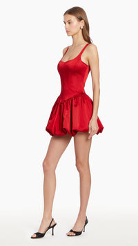 Amanda Uprichard Bettina Skort Romper in Ruby