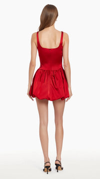 Amanda Uprichard Bettina Skort Romper in Ruby