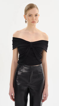 Lamarque Camelia Off the Shoulder Lurex Top in Black