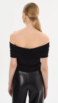 Lamarque Camelia Off the Shoulder Lurex Top in Black