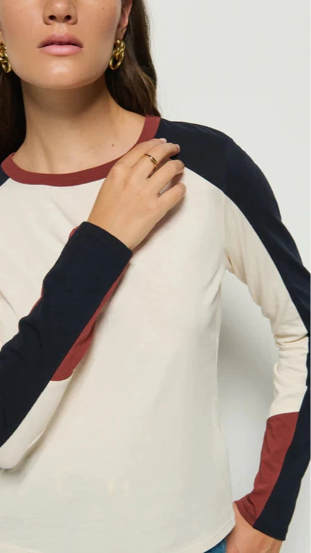 Nation LTD Carmen Long Sleeve Crew Neck in Topa Color Block