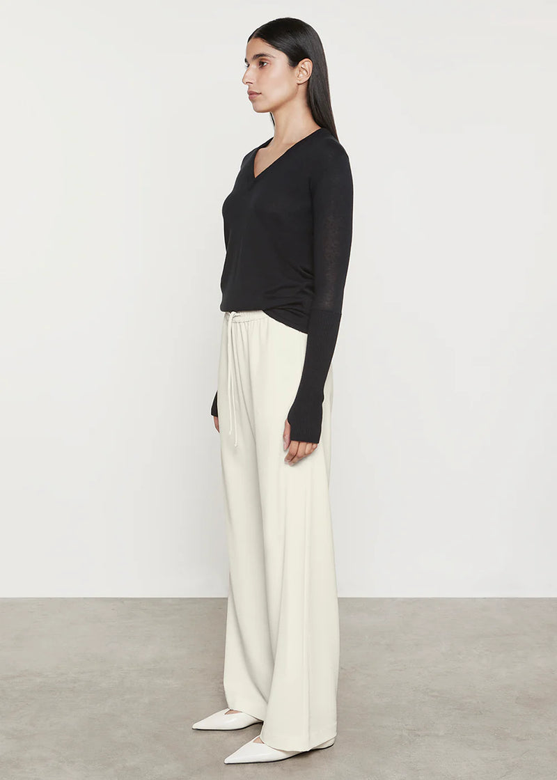 Enza Costa Crepe Drawstring Resort Pants in Cream