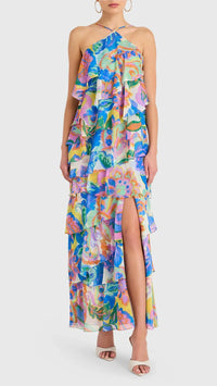 Amanda Uprichard Posie Ruffle Maxi Dress in Fleetwood Print