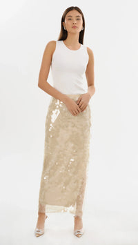 Lamarque Clara Sequin Maxi Skirt in Clear