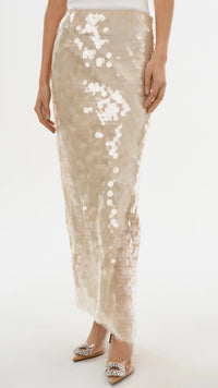 Lamarque Clara Sequin Maxi Skirt in Clear