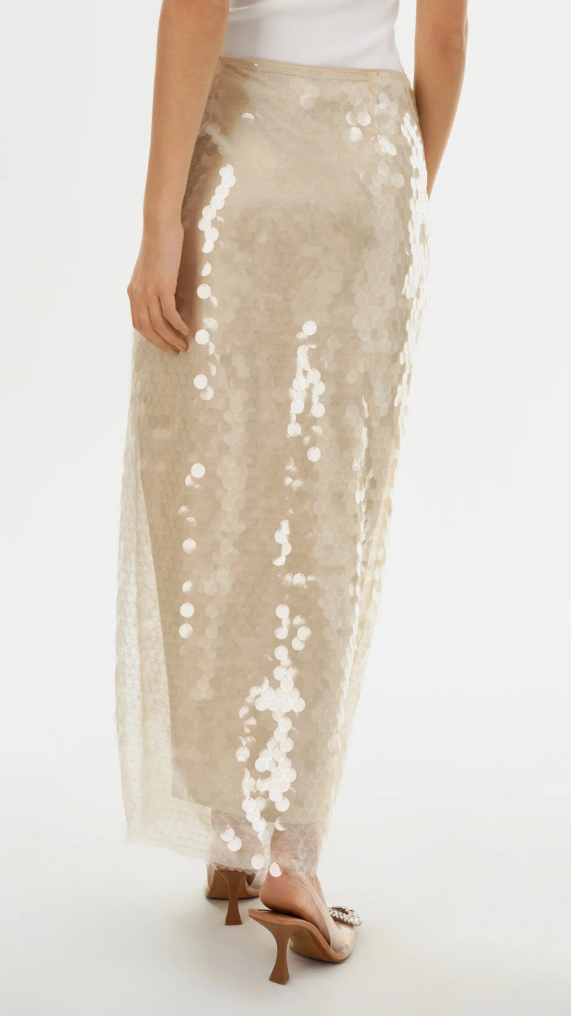 Lamarque Clara Sequin Maxi Skirt in Clear