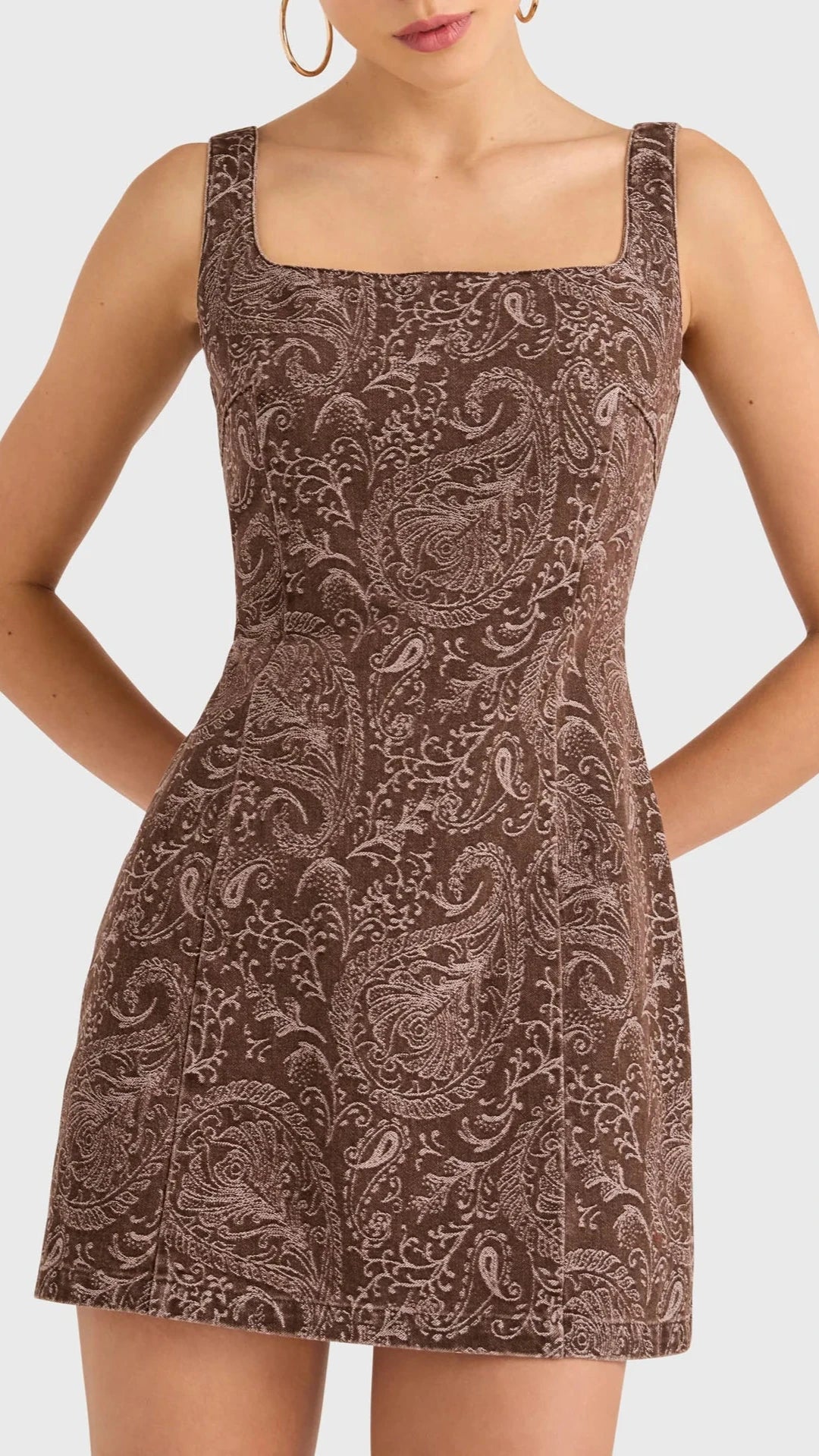 Amanda Uprichard Augustine Mini Dress in Brown Paisley