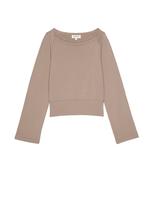 Nation LTD Darlene Envelope Neck Sweatshirt in Mushroom