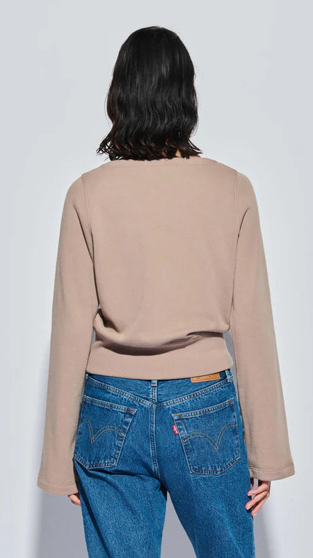 Nation LTD Darlene Envelope Neck Sweatshirt in Mushroom