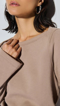 Nation LTD Darlene Envelope Neck Sweatshirt in Mushroom