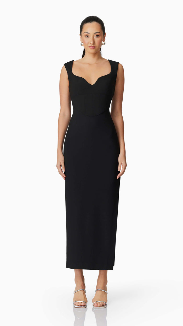 Elliatt Gia Slit Midi Dress in Black