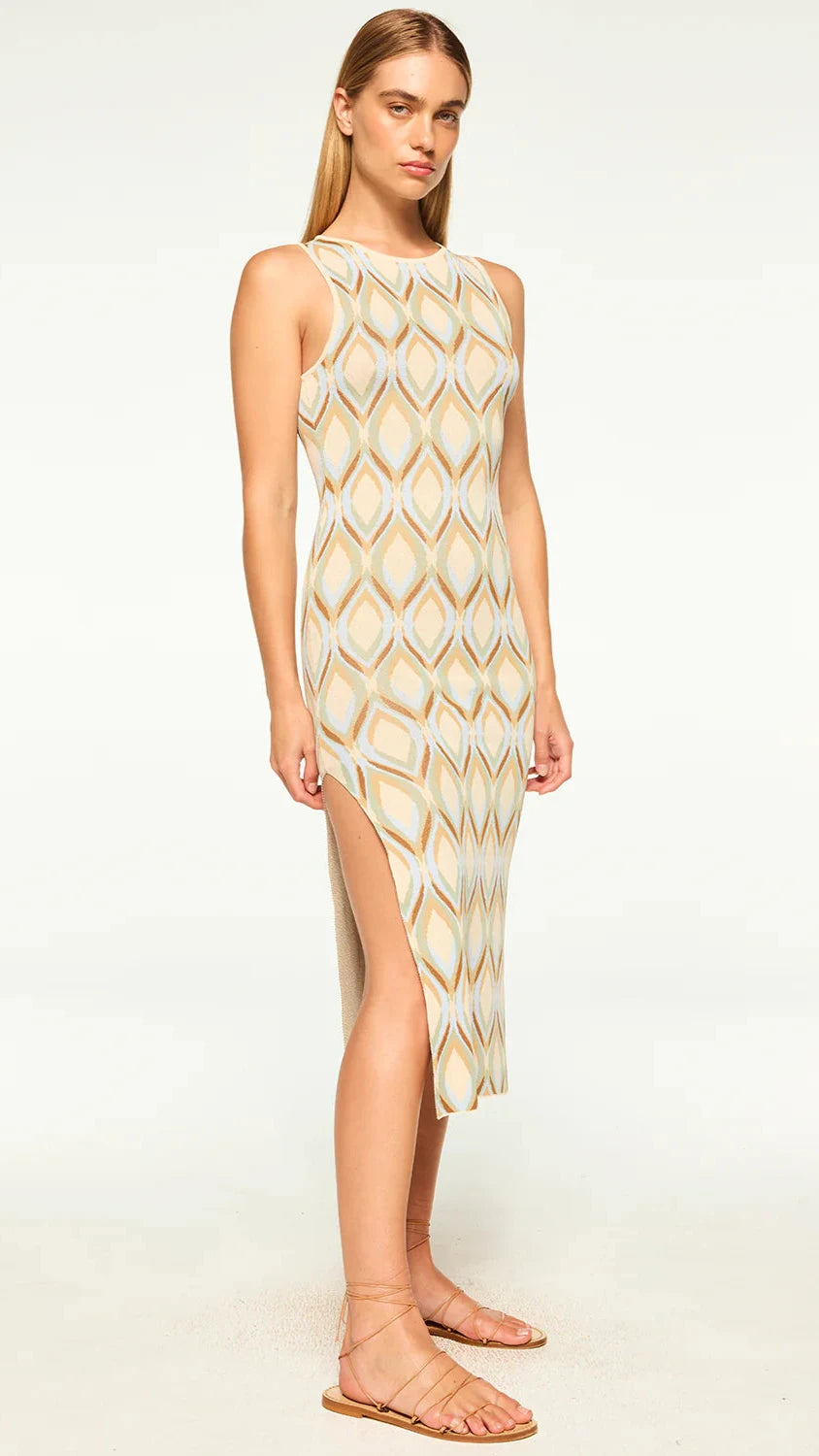 Misa Nakia Knit Midi Dress in Cream