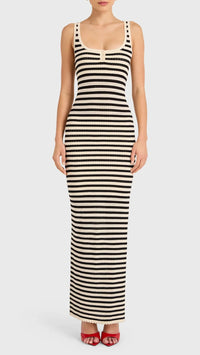 Amanda Uprichard Seine Knit Maxi Dress in Black/Cream