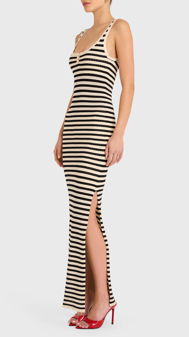 Amanda Uprichard Seine Knit Maxi Dress in Black/Cream