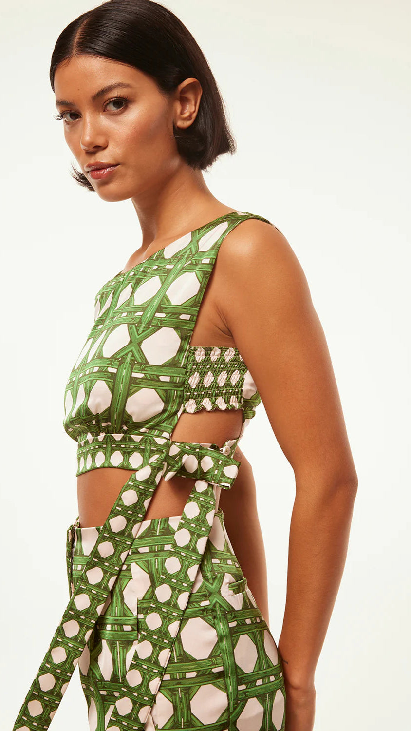 Misa Olena Tile Print Crop Top in Rattile