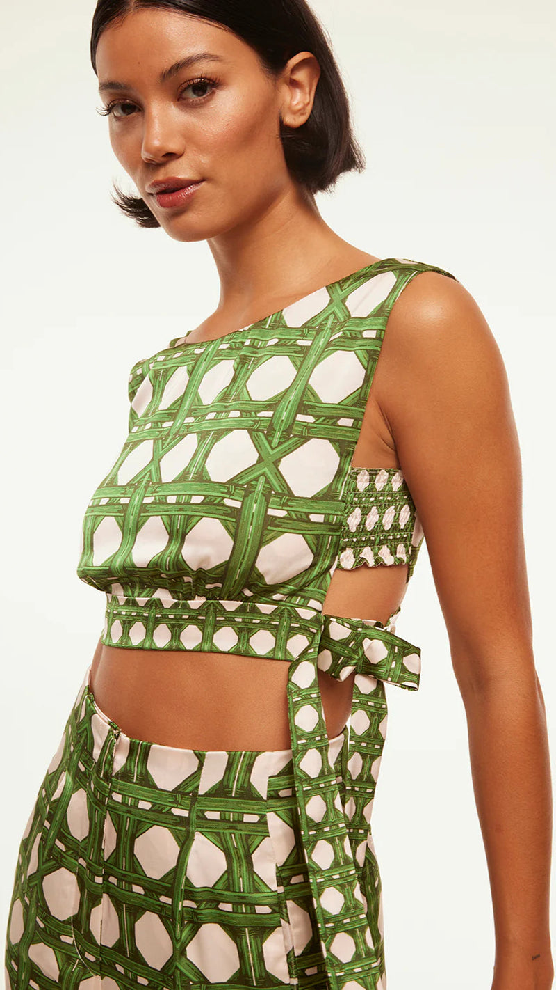 Misa Olena Tile Print Crop Top in Rattile