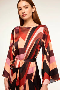 Misa Laurie Bell Sleeve Maxi Dress in Canyon Stripe Satin