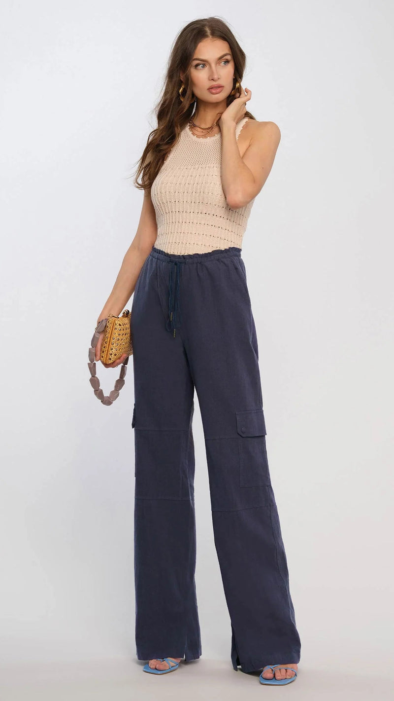 Heartloom Valentine Cargo Easy Pants in Indigo