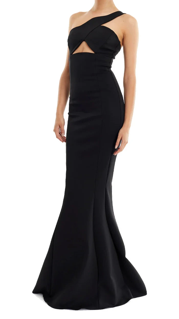 Mother of All Sabine One Shoulder Gown in Black