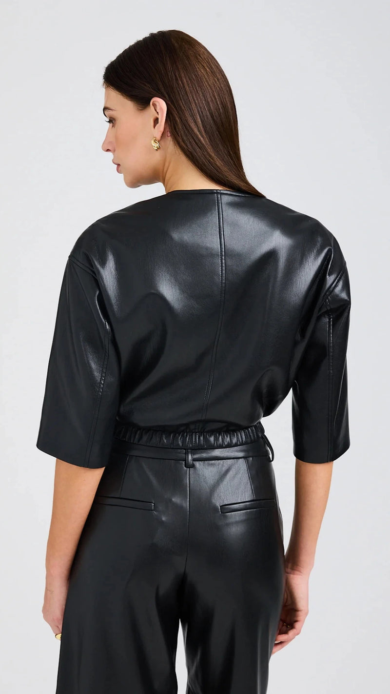 Generation Love Brando Faux Leather Bomber in Black