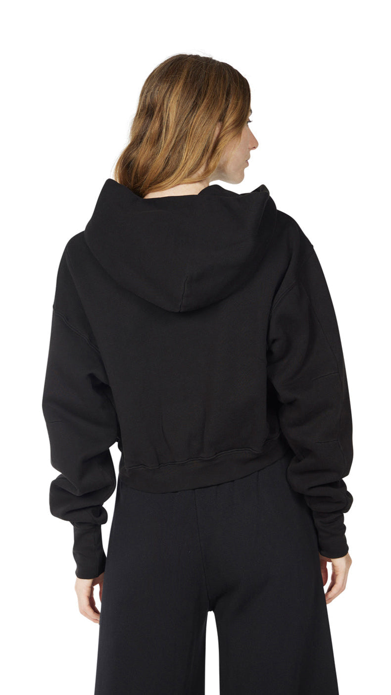 Les Tien Zendaya Crop Zip Hoodie in Black