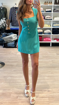 Amanda Uprichard Georgie Button Skort Romper in Seafoam