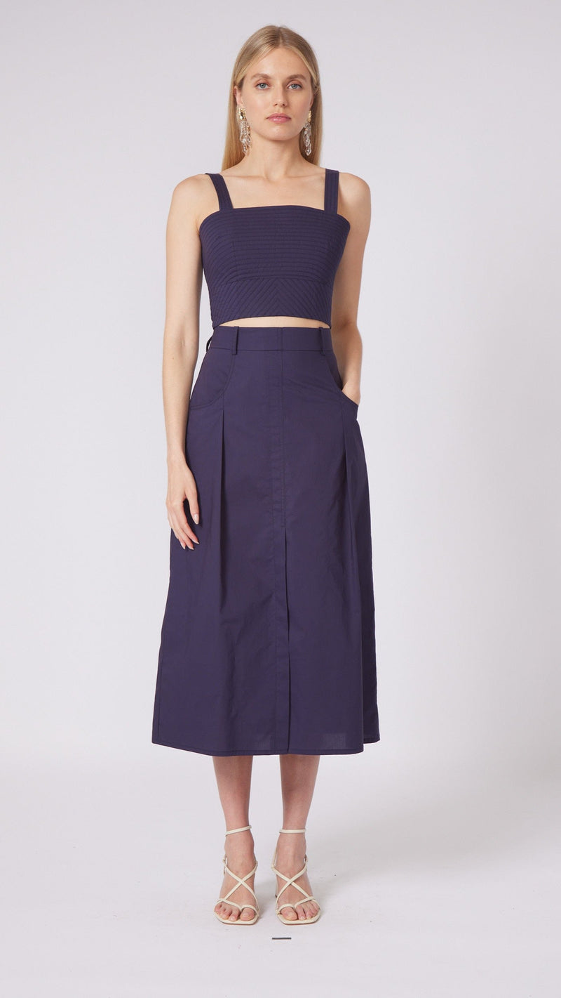 Gilner Farrar Kylian Poplin Crop Top in Navy