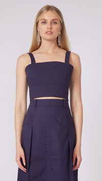 Gilner Farrar Kylian Poplin Crop Top in Navy